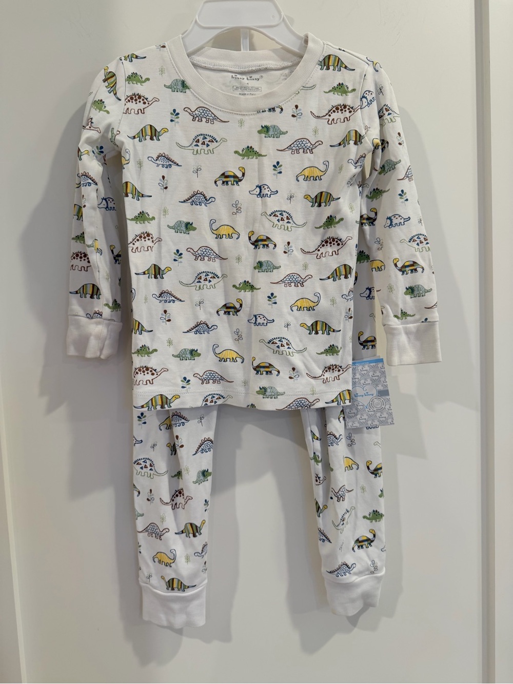 Kissy Kissy Kids Dino Print Pajama Set - Long Sleeve & Pants 100% Pima Cotton